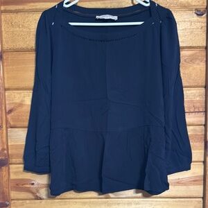 LOFT Navy Blue Peplum Blouse